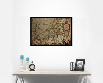 Belgium and Netherlands Leo Belgicus Vintage Map Framed Print Art Wall Decor Gifts