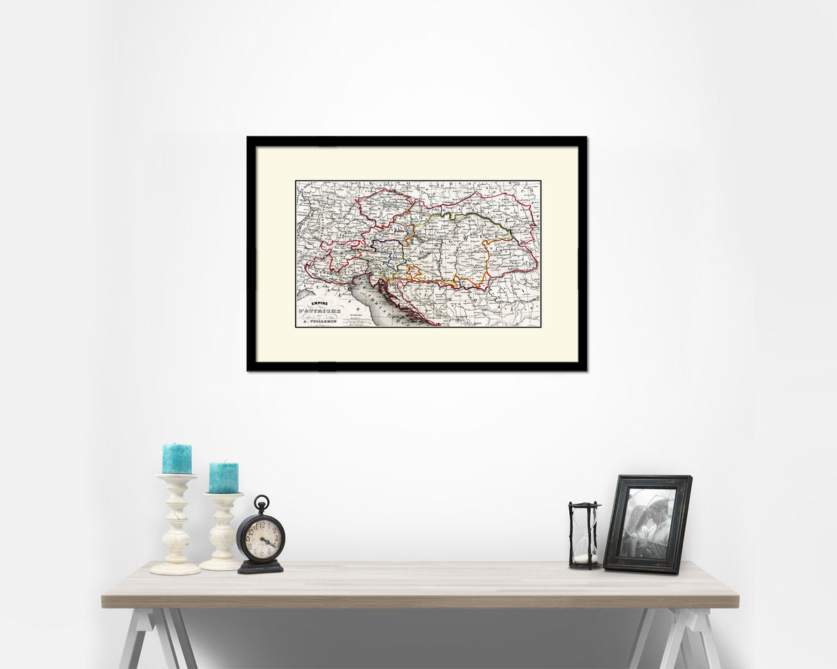 Austria Hungary Old Map Framed Print Art Wall Decor Gifts