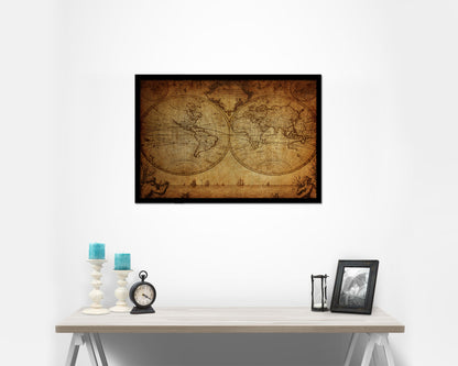 World Johann Matthias Hase 1733 Vintage Map Framed Print Art Wall Decor Gifts
