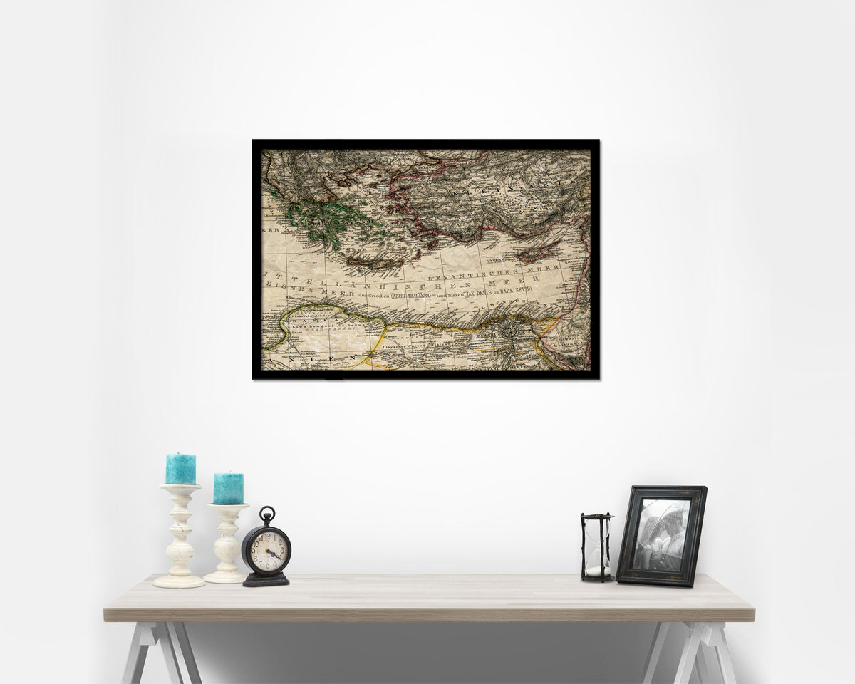 Eastern Mediterranean Historical Map Framed Print Art Wall Decor Gifts