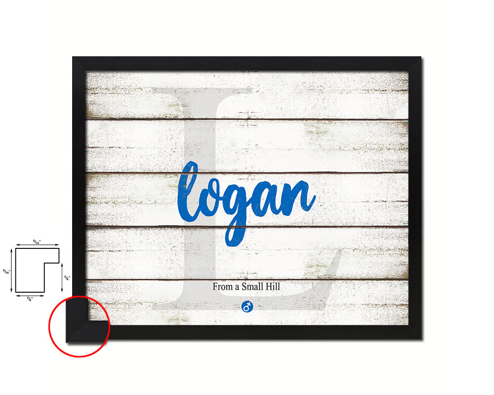 Logan Personalized Bible Name Plate Framed Print Art Kids Baby Room Wall Decor Gifts