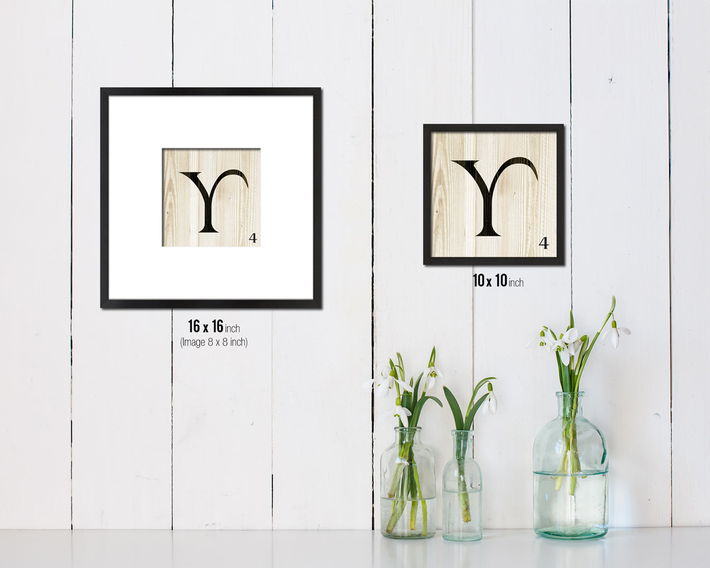 Letter Y Custom Scrabble Sign Framed Prints Wall Art Decor Gifts, Wood
