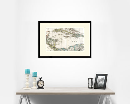 Caribbean Cuba Jamaica Styler 1875 Old Map Framed Print Art Wall Decor Gifts