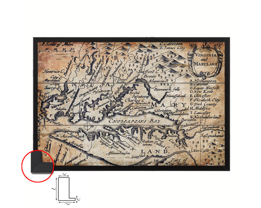 Virginia and Maryland John Speed 1646 Antique Map Framed Print Art Wall Decor Gifts