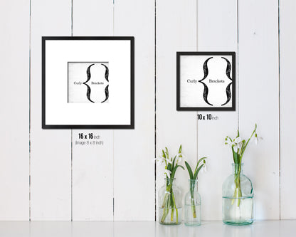 Curly Brackets Punctuation Symbol Framed Print Home Decor Wall Art Teacher Gifts