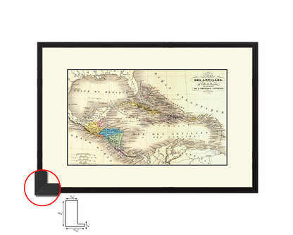 West Indies Caribbean 1870 Old Map Framed Print Art Wall Decor Gifts