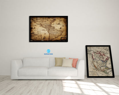 America 1690 Antique Map Framed Print Art Wall Decor Gifts