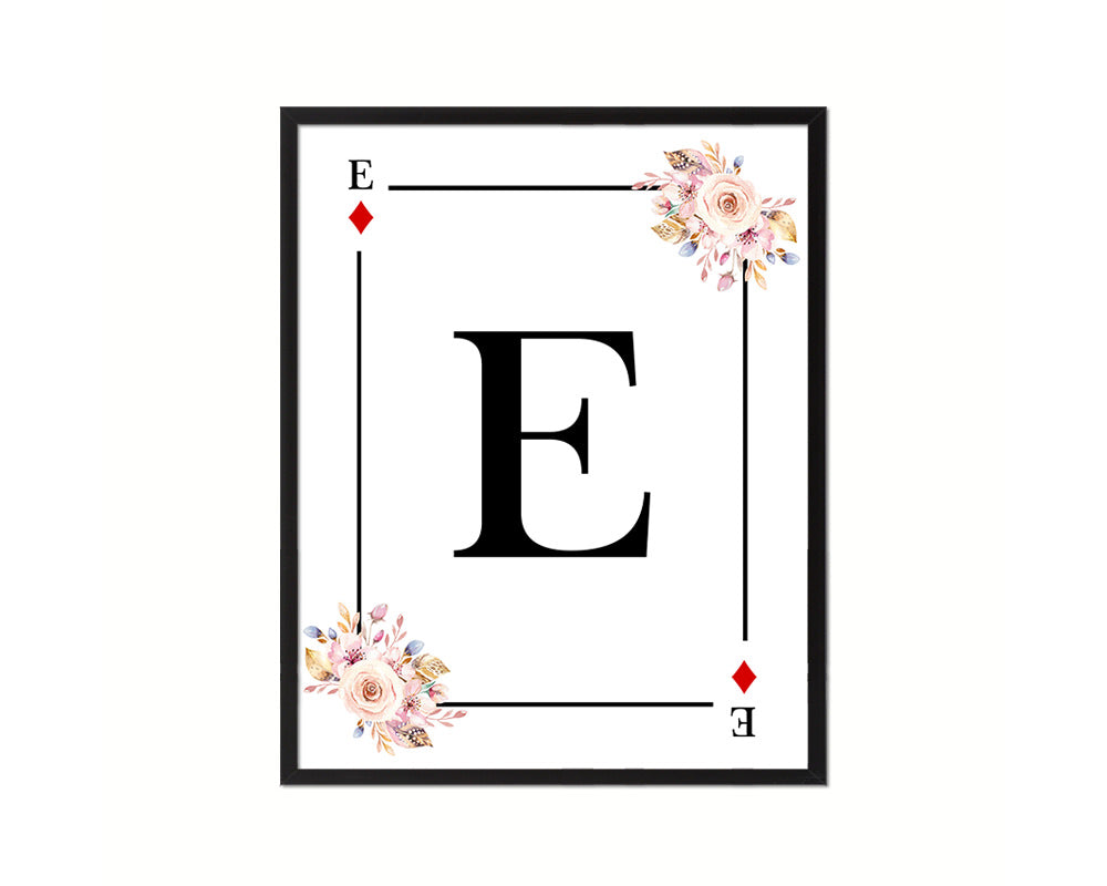 Letter E Custom Initial Boho Monogram Playing Card Framed Prints Wall Art