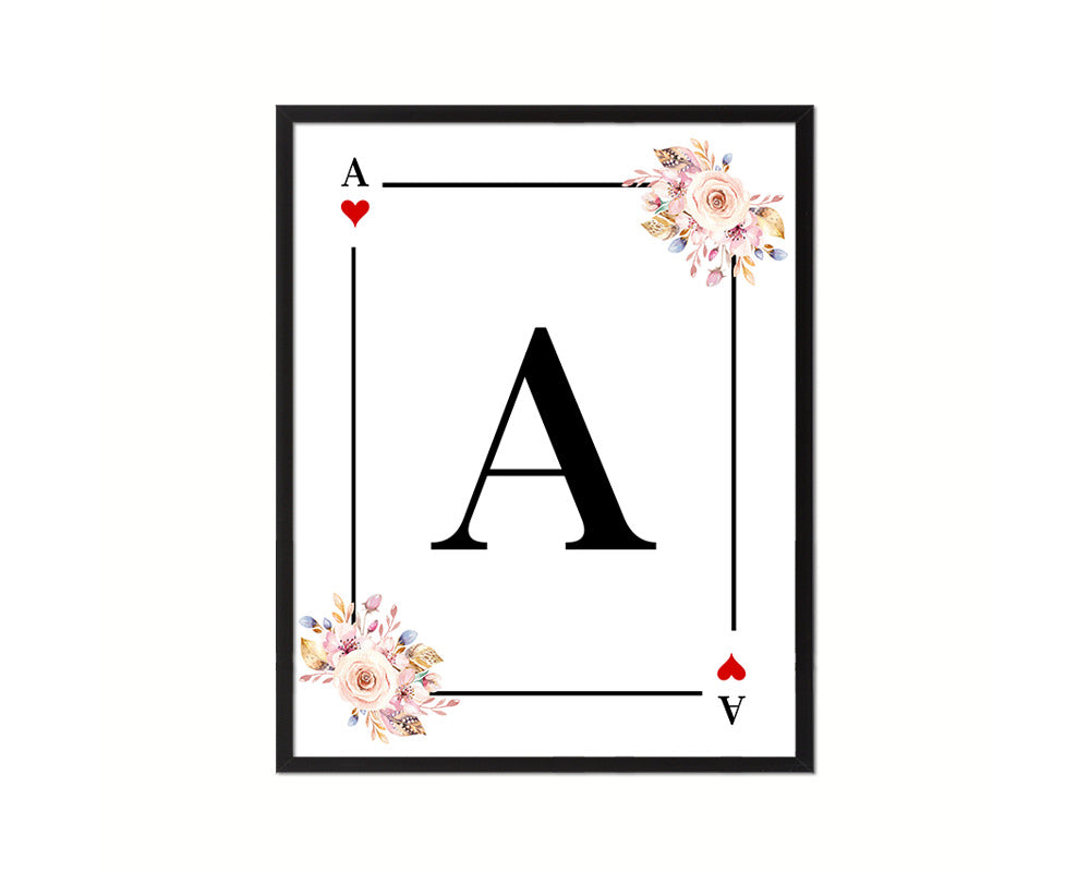 Letter A Custom Initial Boho Monogram Playing Card Framed Prints Wall Art