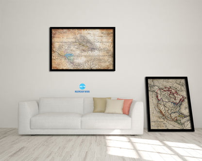 West Indies Caribbean 1870 Antique Map Framed Print Art Wall Decor Gifts