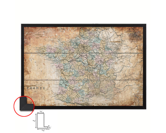 France and Paris Antique Map Framed Print Art Wall Decor Gifts