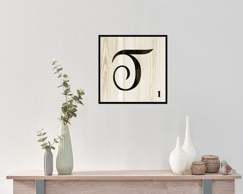 Letter T Custom Scrabble Sign Framed Prints Wall Art Decor Gifts, Wood