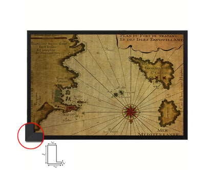 Sicily West and Aegadian Islands French Vintage Map Framed Print Art Wall Decor Gifts