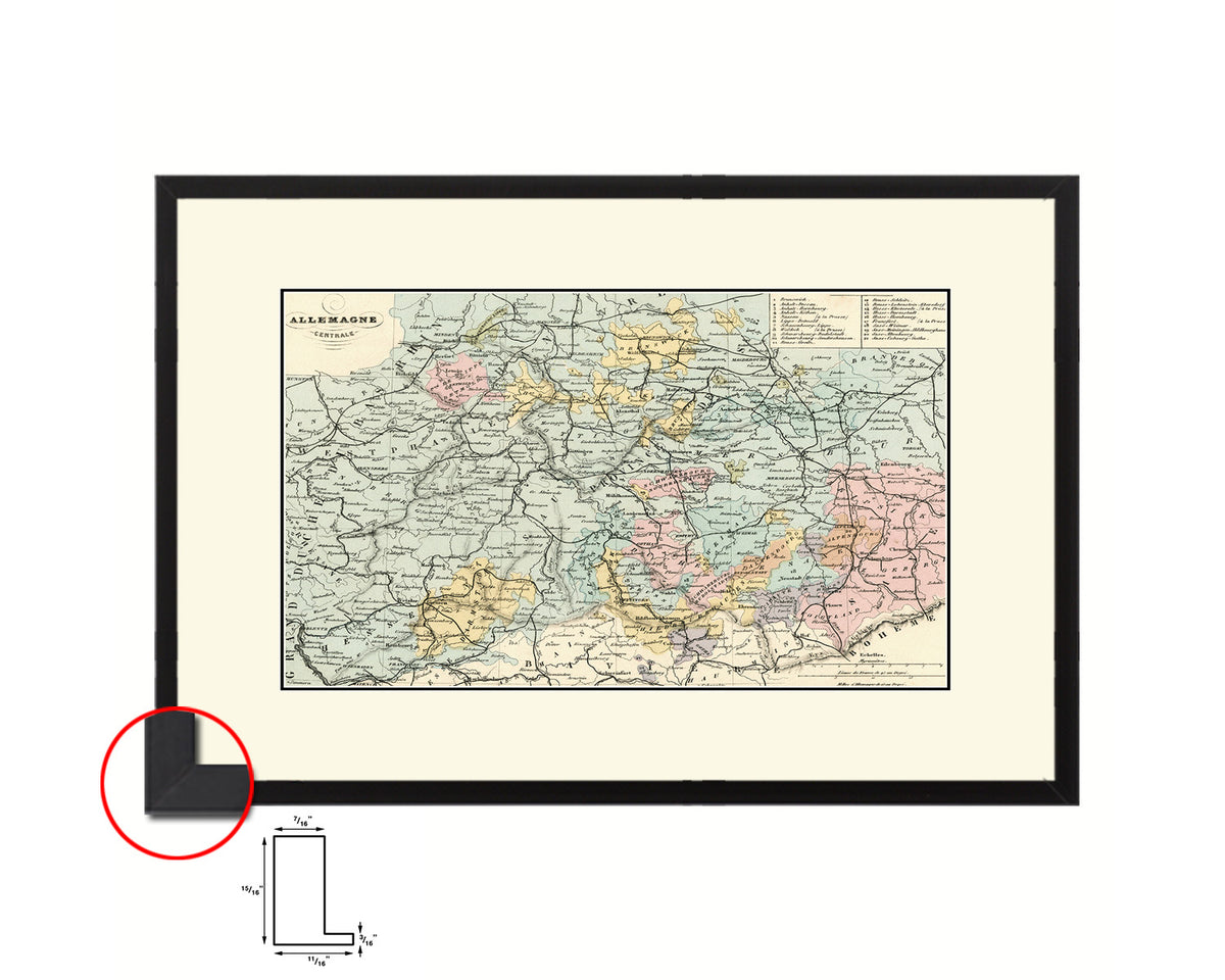 Germany Old Map Framed Print Art Wall Decor Gifts