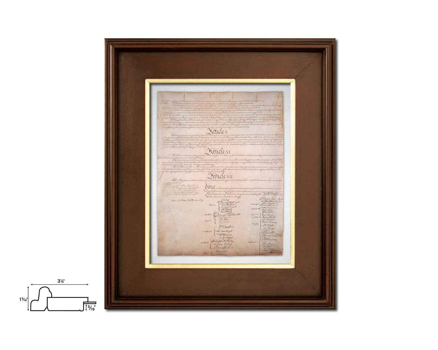 Constitution We the people US Historical Print Art Wood Framed Wall Decor Gifts, 12" x 16"