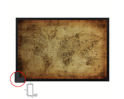 World Vintage Map Framed Print Art Wall Decor Gifts