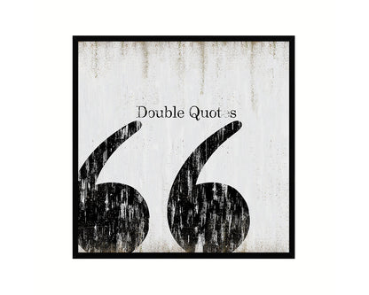 Double Quotes Punctuation Symbol Framed Print Home Decor Wall Art Teacher Gifts