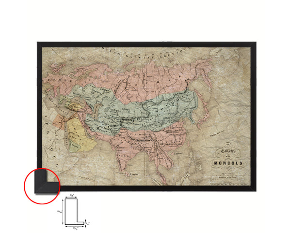 Mongolian Empire Asia Historical Map Framed Print Art Wall Decor Gifts
