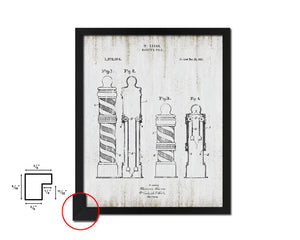 Barber Pole Barbershop Vintage Patent Artwork Black Frame Print Wall Art Decor Gifts