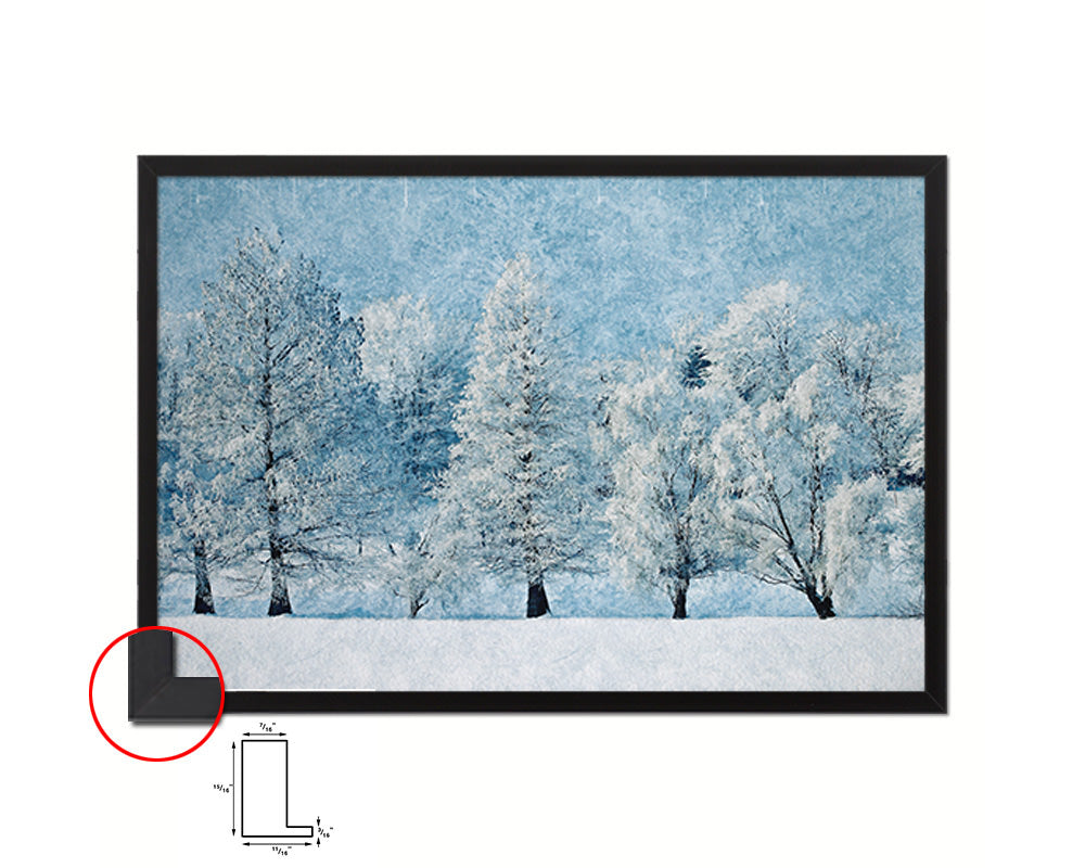 Snowfall Mountains Winter Landscape Forest Artwork Painting Print Art Frame Home Wall Decor Gifts