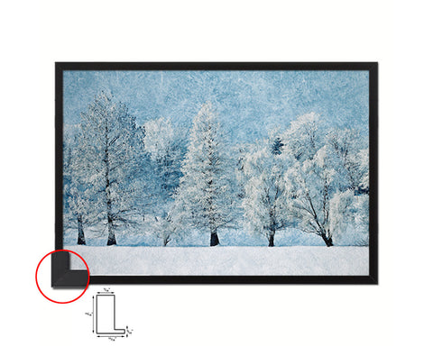 Snowfall Mountains Winter Landscape Forest Artwork Painting Print Art Frame Home Wall Decor Gifts