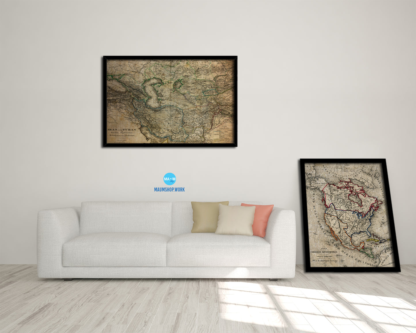 Middle East Iran Iraq Vintage Map Framed Print Art Wall Decor Gifts