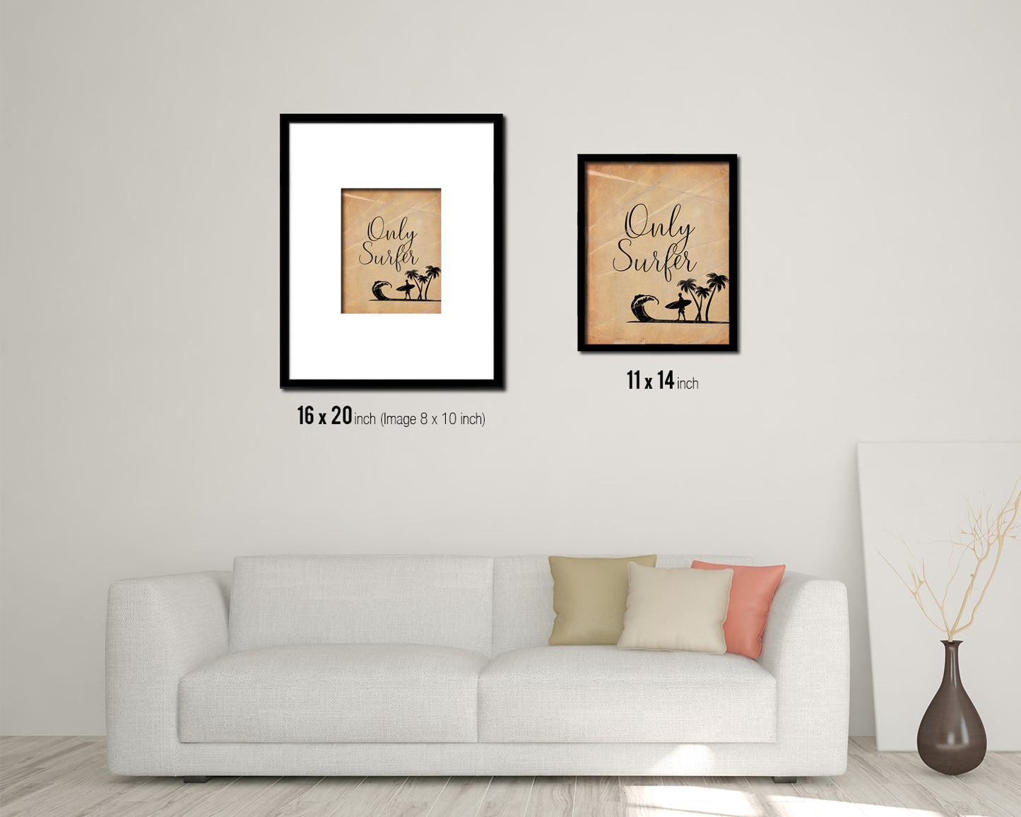 Only surfer Quote Paper Artwork Framed Print Wall Decor Art
