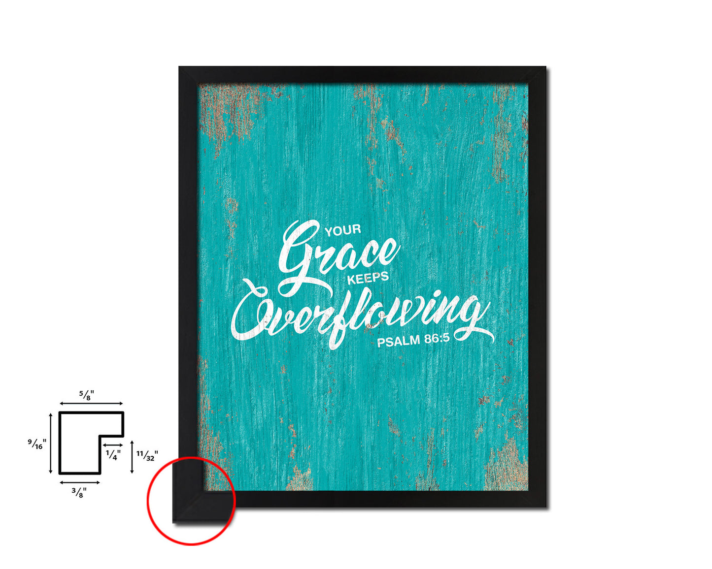 Your grace keeps overflowing, Psalm 86:5 Quote Framed Print Home Decor Wall Art Gifts