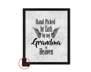 Hand picked for earth by our grandma in heaven Nursery Quote Framed Print Wall Art Decor Gifts
