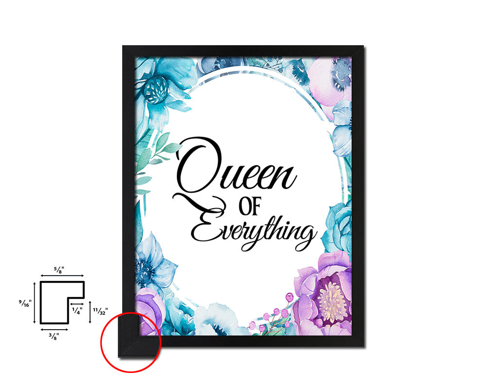 Queen of everythig Quote Boho Flower Framed Print Wall Decor Art