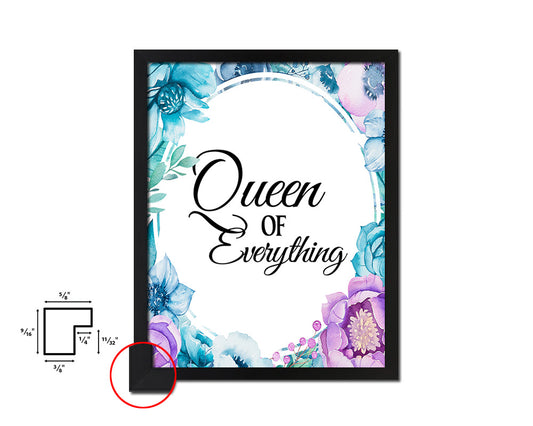 Queen of everythig Quote Boho Flower Framed Print Wall Decor Art