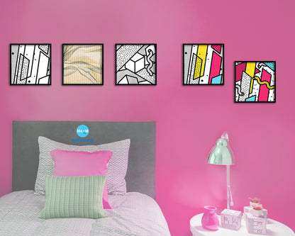 Abstract Yellow Artwork Wood Frame Gifts Modern Wall Decor Art Prints