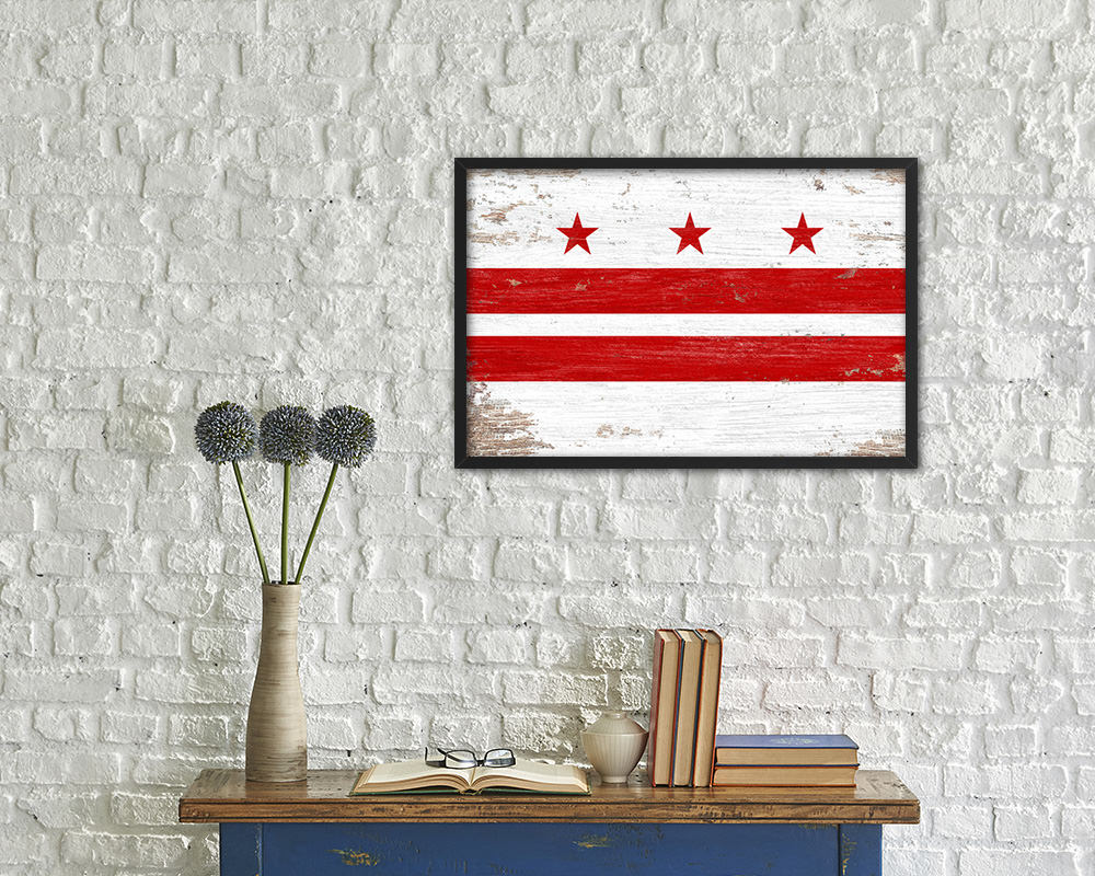 Washington DC Shabby Chic Flag Framed Prints Decor Wall Art Gifts