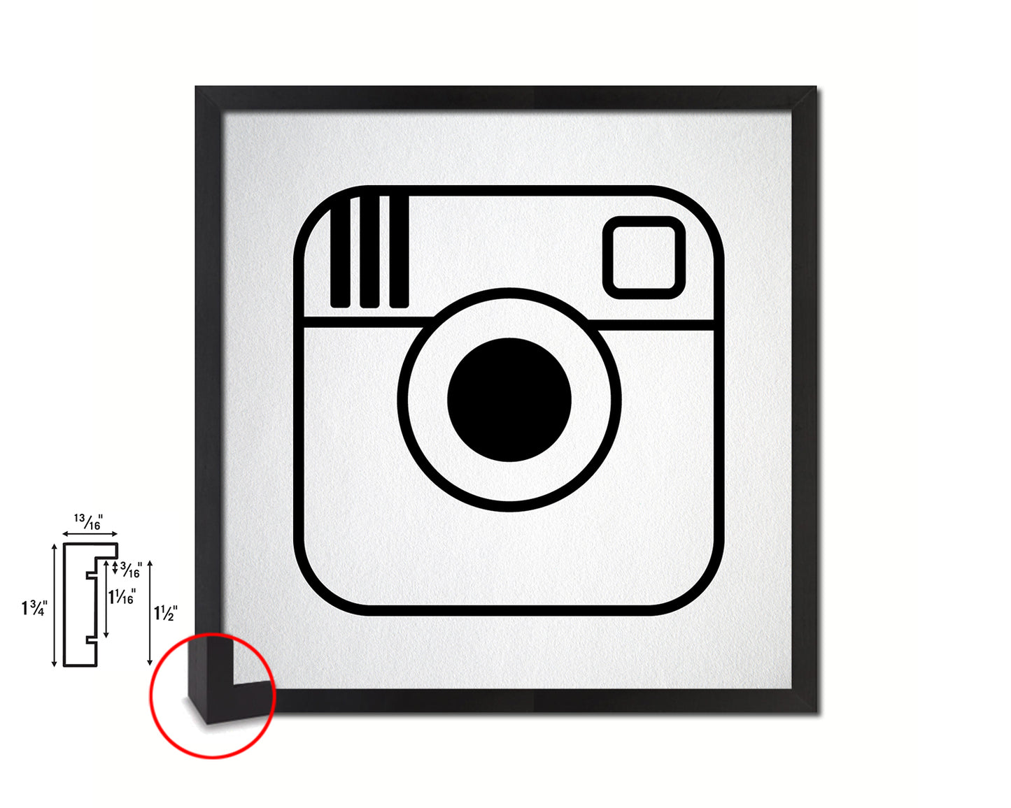 Instagram Social Media Symbol Icons logo Wood Framed Print Home Decor Wall Art Gifts