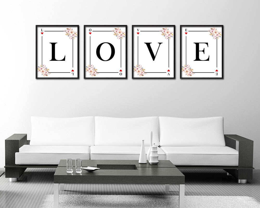 Letter X Personalized Boho Monogram Heart Playing Decks Framed Print Wall Art Decor Gifts