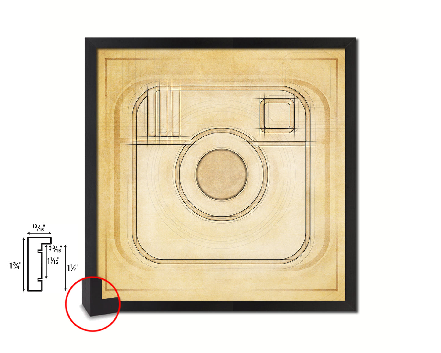 Instagram Social Media Symbol Icons logo Wood Framed Print Home Decor Wall Art Gifts