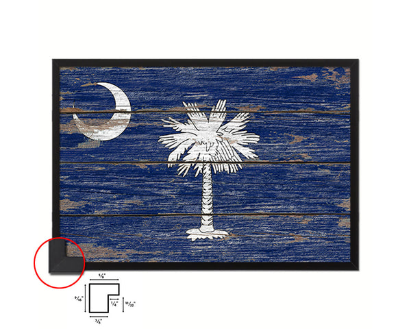 South Carolina State Rustic Flag Wood Framed Paper Prints Wall Art Decor Gifts