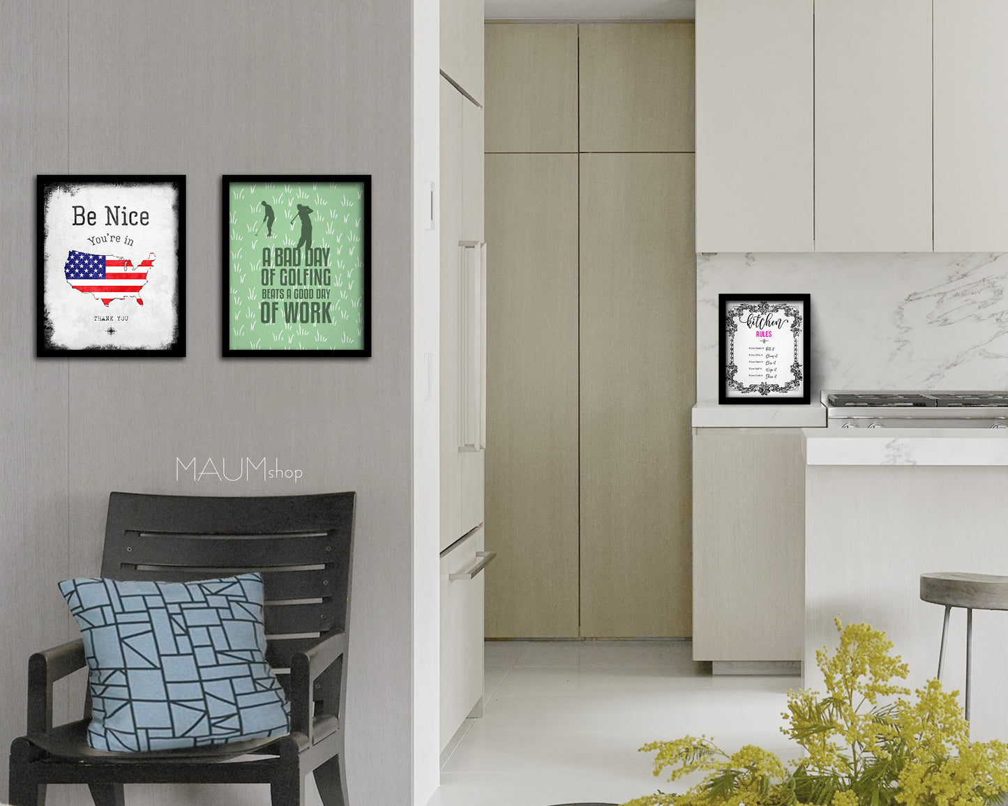 A bad day of golfing always beats a good day of work Quote Framed Print Wall Decor Art Gifts