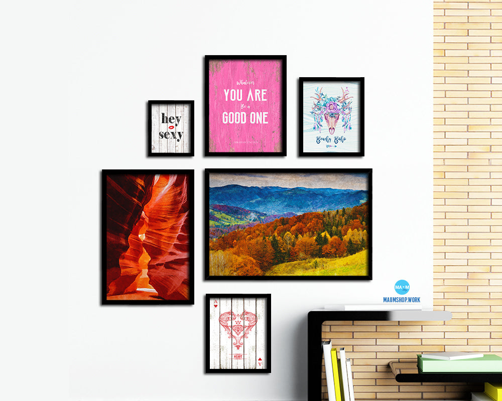 Autumn Forest Mountain Landscape Painting Print Art Frame Home Wall Decor Gifts