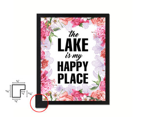 The Lake is my happy place Quote Framed Print Home Decor Wall Art Gifts