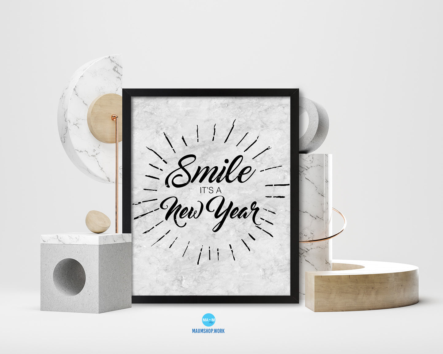 Smile it's a New Year Quote Framed Print Wall Art Decor Gifts
