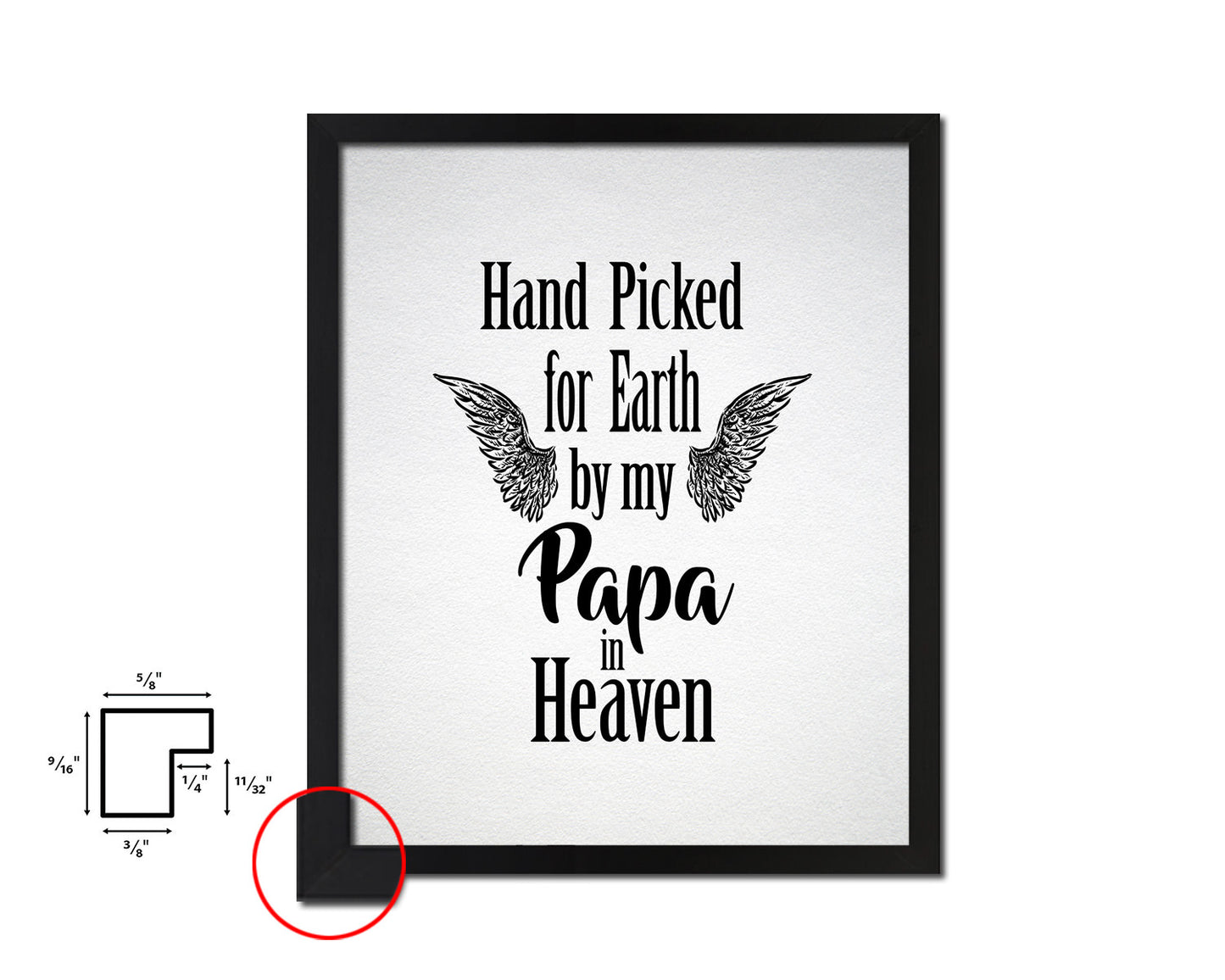 Hand picked for earth by our Papa in heaven Quote Framed Print Wall Art Decor Gifts