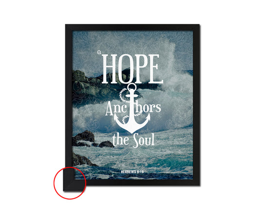 Hope anchors the soul, Hebrews 6:19 Bible Verse Scripture Framed Print Wall Decor Art Gifts