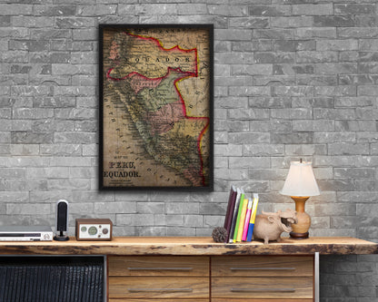 Peru Vintage Map Wood Framed Print Art Wall Decor Gifts