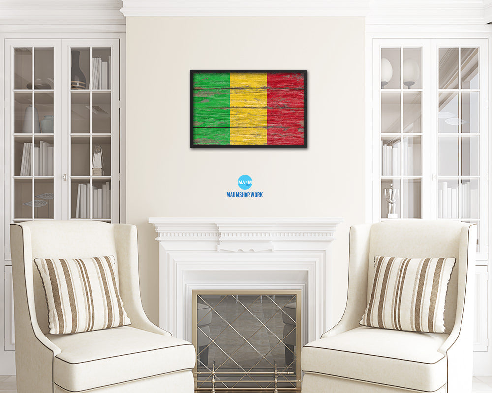 Mali Country Wood Rustic National Flag Wood Framed Print Wall Art Decor Gifts