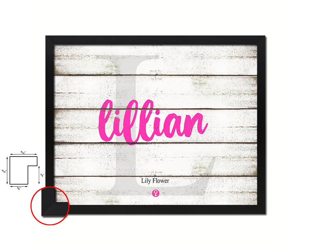 Lillian Personalized Biblical Name Plate Art Framed Print Kids Baby Room Wall Decor Gifts