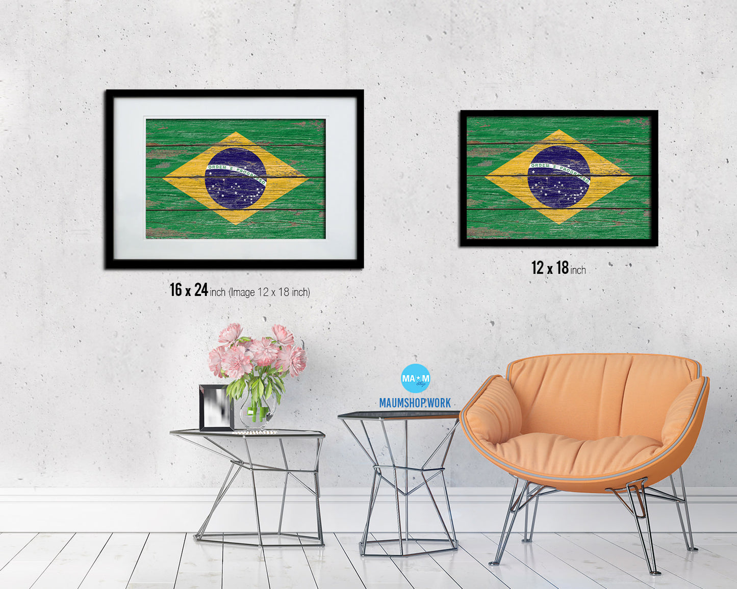 Brazil Country Wood Rustic National Flag Wood Framed Print Wall Art Decor Gifts
