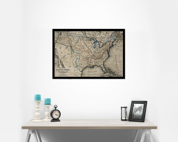 United States Historical Map Framed Print Art Wall Decor Gifts