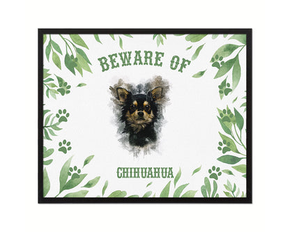 Beware of Chihuahua 9 months Sign Wood Framed Print Wall Art Decor Gifts