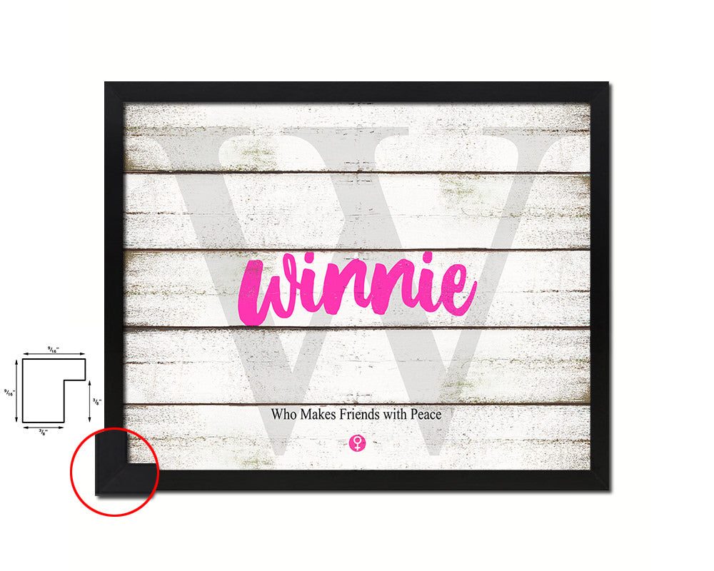 Winnie Personalized Biblical Name Plate Art Framed Print Kids Baby Room Wall Decor Gifts